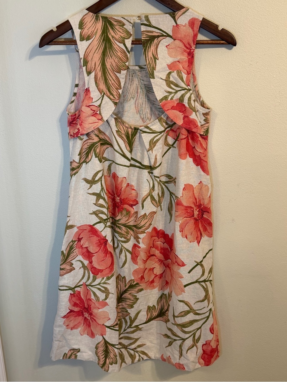 Joie Linen Floral Mini Dress XS Tropical Boho Keyhole Back - Picture 3 of 7